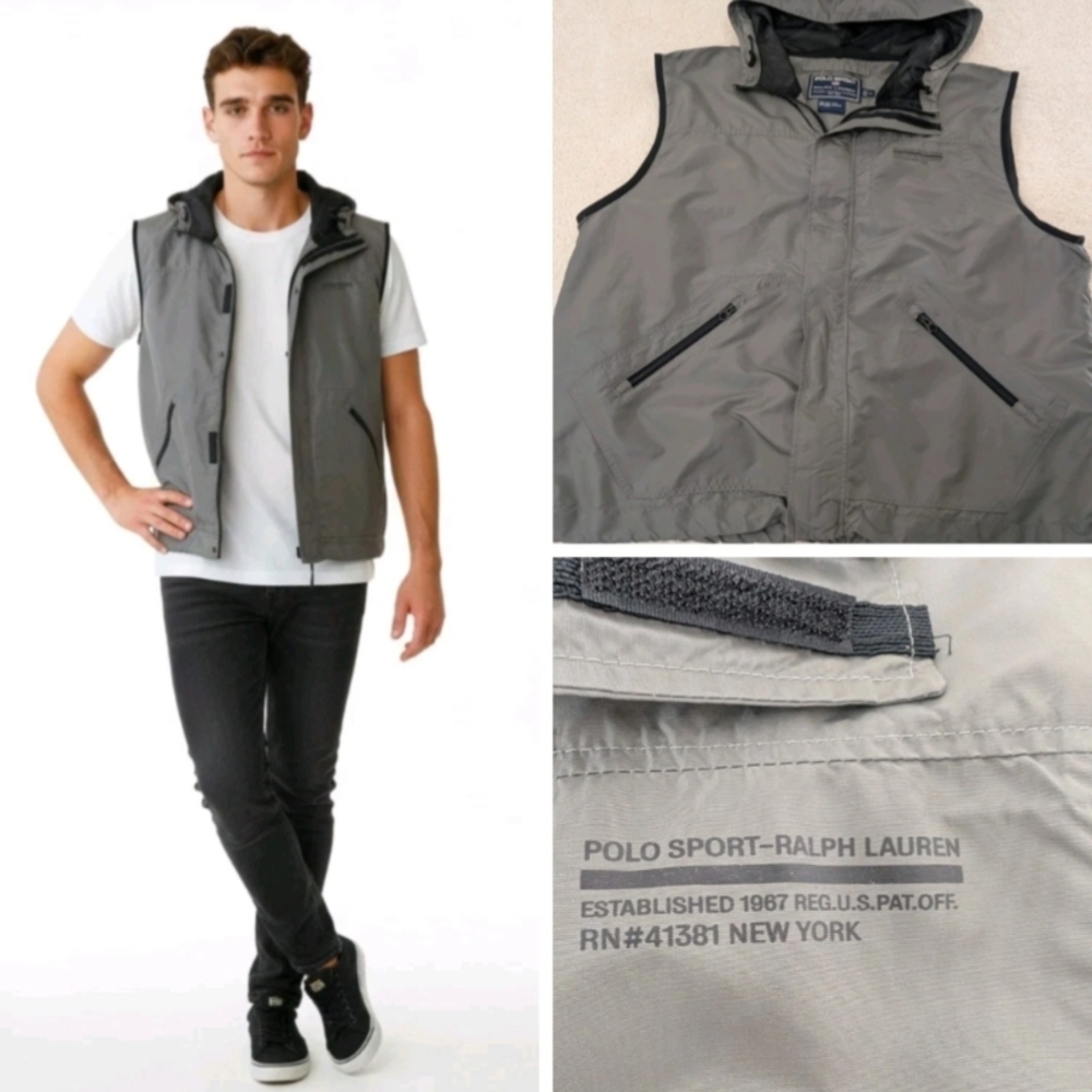 Polo Sport XL Mens Utility Vest Hiking Mesh EUC